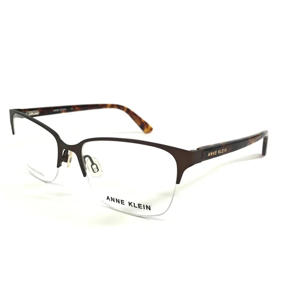 Anne Klein Eyeglasses Frames AK5083 200 MOCHA Brown Cat Eye Half Rim 53-17-135